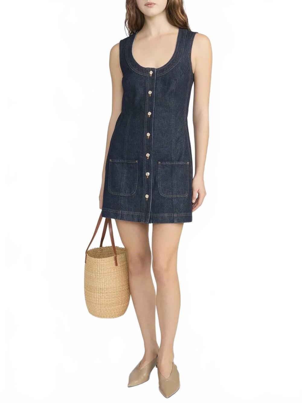 NEW FRAME the patch pocket dress in rinse